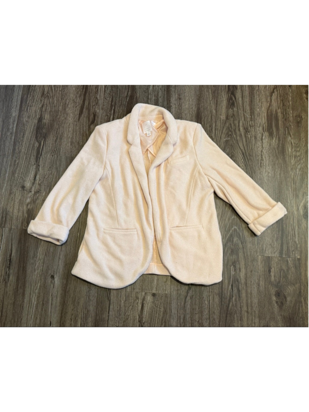 Lauren Conrad LC Women’s Blush Pink Textured Knit Blazer Jacket Size 16 Business - Picture 2 of 8
